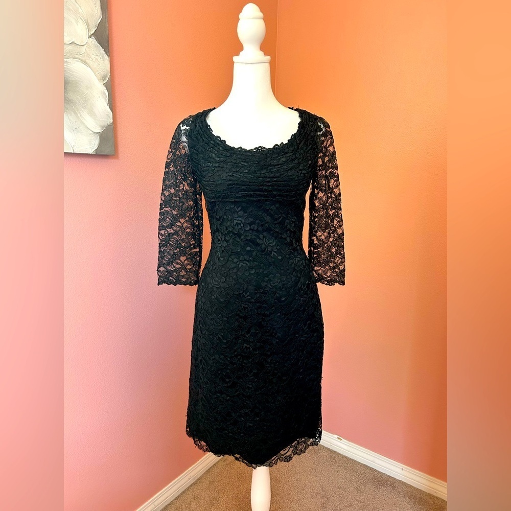 Vintage 90’s Saks of Fifth Avenue whimsygoth dark coquette black lace dress SZ 6